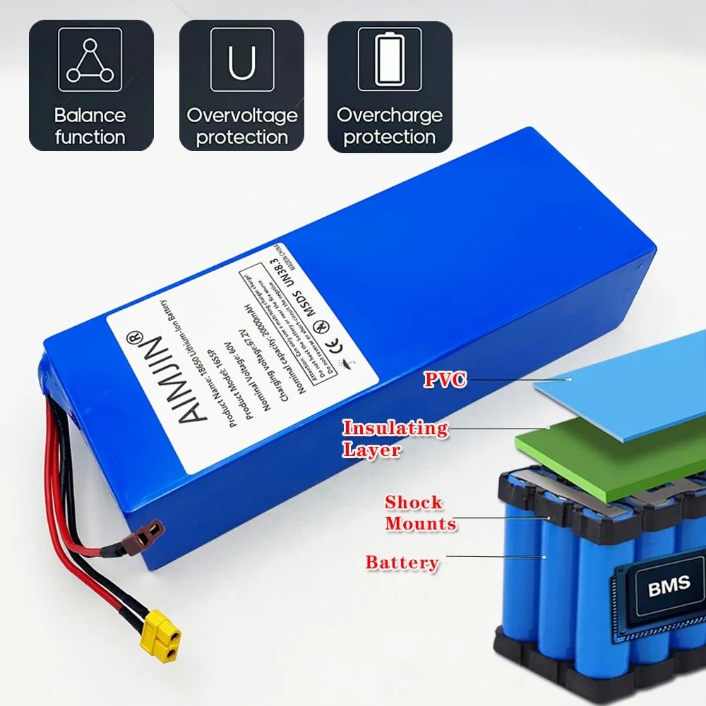 16S5P Battery Pack for 1000W 1 - đánh giá và giá 60V 30Ah Electric Scooter Battery